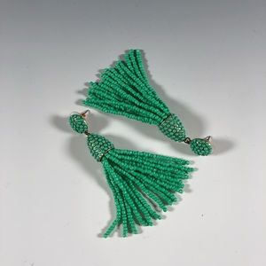 Nordstrom Sea green Bauble Bar tassel earrings.